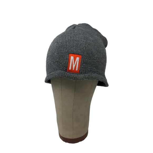 Port & Company Lined Beanie Hat Embroidered M Logo Gray 100% Acrylic - Picture 1 of 11